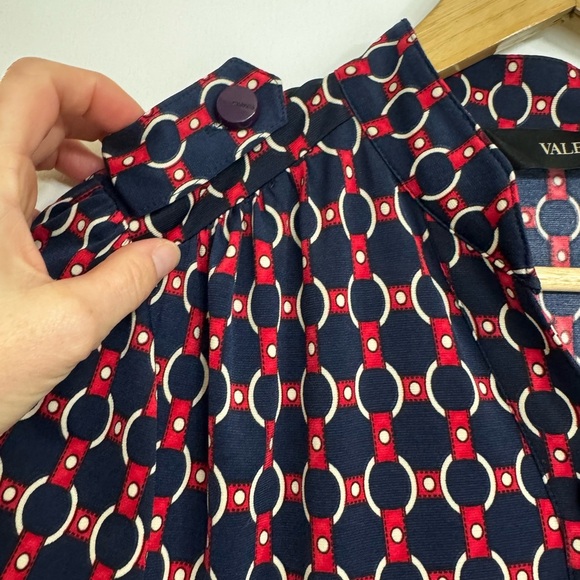 Valencia Dark Academia Midi Dress Navy Red Geometric Chain Print - Picture 6 of 13